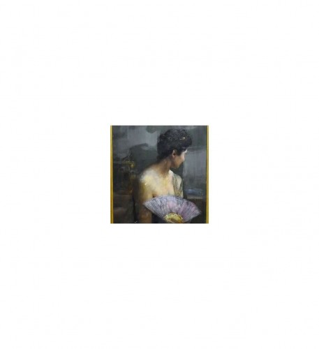 Anita avec un éventail - Luigi Brignoli (1881-1952) - Tableaux et dessins Style Art Déco