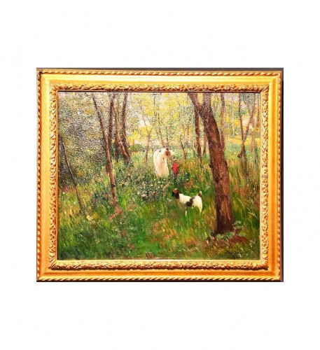 Tableaux et dessins Tableaux XIXe siècle - Cueillette des fleurs - Fréderic Ferdinand Koch (1863 -1923)