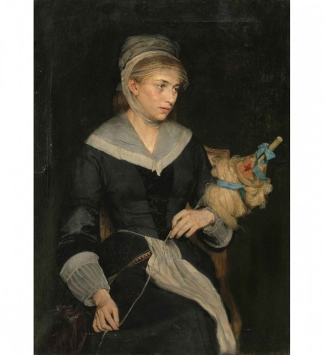 Renevier Julien (1847-1907) - Jeune fileuse de laine