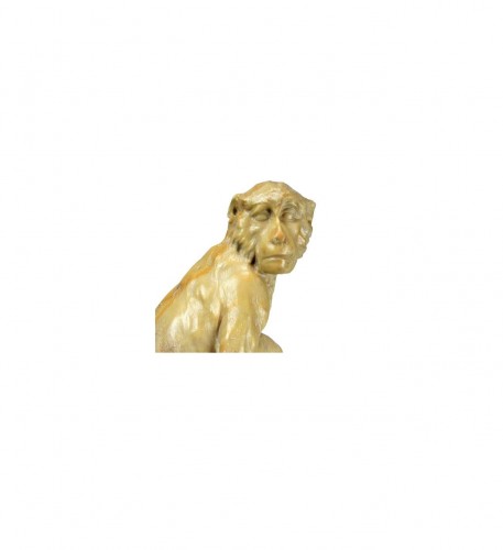 Yellow marble Monkey, Italy 1st half of the 19th century - Sculpture Style Napoléon III