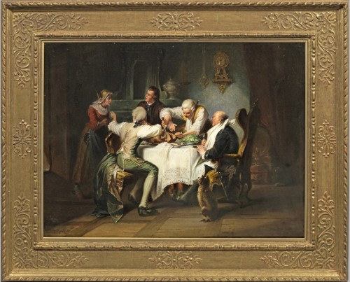 Société rococo à l'heure de la gourmandise - Jakob Emanuel Gaisser (1825 - 1899) - Tableaux et dessins Style 