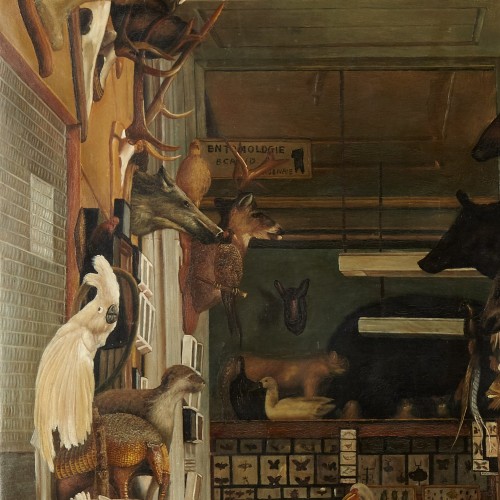 Tableaux et dessins Tableaux du XXe siècle - L'atelier d'un taxidermiste - J. Convey