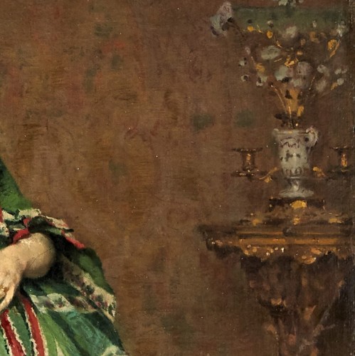 Paintings & Drawings  - Lady with dog - Lambert Linder,  (1841-1889)