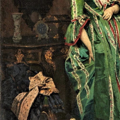 Lady with dog - Lambert Linder,  (1841-1889) - 