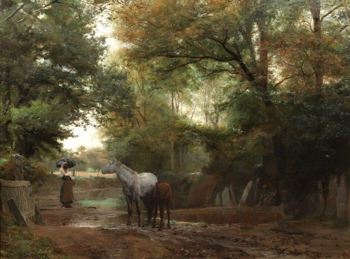 Brittany : The track of Kerlary in Trégunc - Schneider Louis Amable (1824-1884)