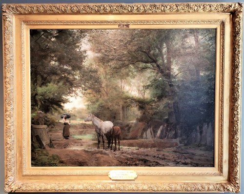 Tableaux et dessins Tableaux XIXe siècle - Bretagne, Le chemin de Kerlary en Trégunc - Schneider Louis Amable (1824-1884)