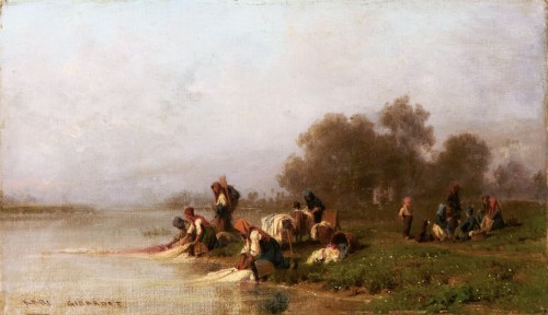 Washerwomen By The River - Karl Girardet (1813-1871)