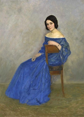 Belle femme en robe bleue - Theodor Funck (1867-1919)