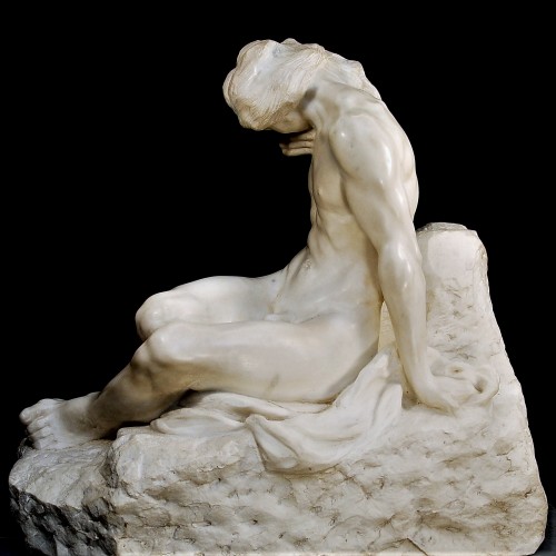 Sculpture Sculpture en Marbre - Alfredo Pina (1887 - 1966) - Adam Reveil à la nature (Ca. 1910)