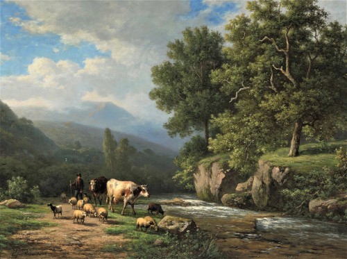 Troupeau bord de rivière - Verboeckhoven Eugène (1798 - 1881)