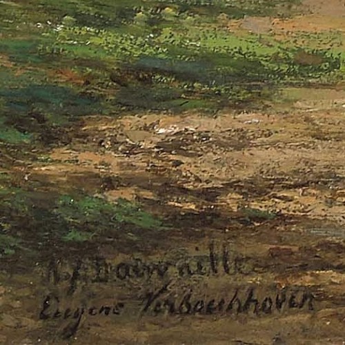 Troupeau bord de rivière - Verboeckhoven Eugène (1798 - 1881) - Chastelain & Butes