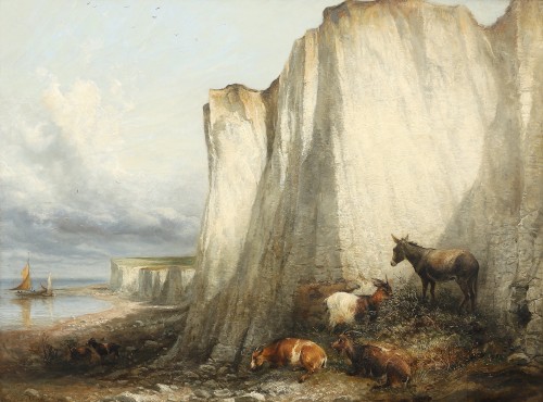 Bétail près des falaises de Herne Bay KENT - Thomas Sidney Cooper (1803-1902)