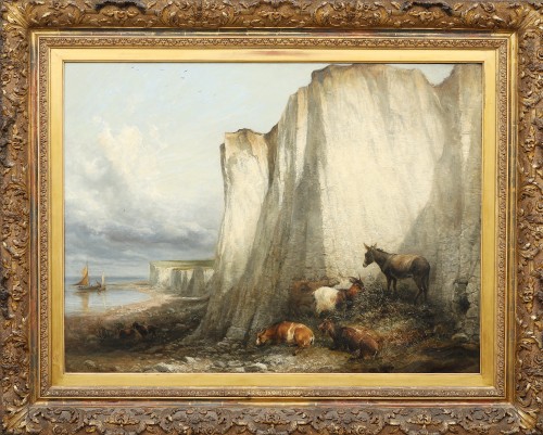 Cattle near the cliffs of Herne Bay KENT - Thomas Sidney Cooper (1803-1902) - Paintings & Drawings Style Napoléon III