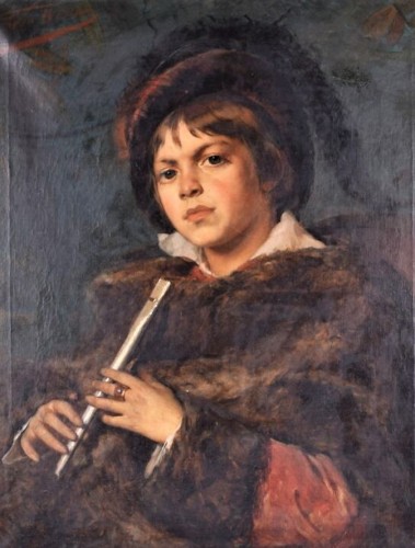 Portrait of a boy with a flute - Léon Herbo (1850-907)