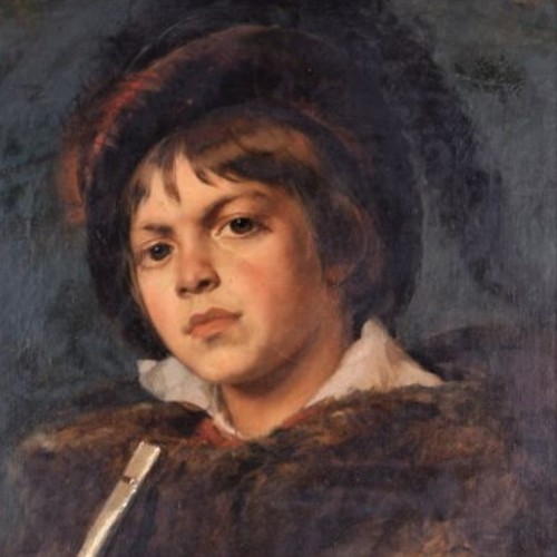 Tableaux et dessins  - Portrait d'un garçon avec une flûte - Léon Herbo (1850-907)