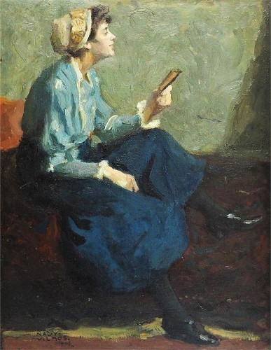 Jeune femme en train de lire -  Nagy Vilmos (1874 - 1953)