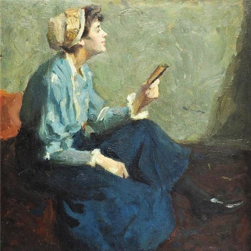 Young Woman Reading  -  Nagy Vilmos (1874 - 1953) - Paintings & Drawings Style 