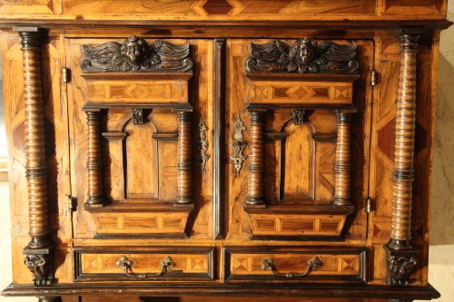 Furniture  - 17th C Rare Alsatian credence  with pediment.