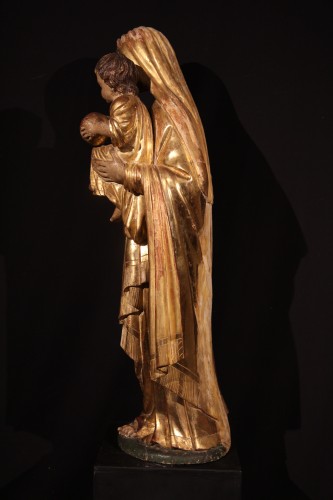 Vierge à l’Enfant en bois doré et polychrome, Sud de la France  XVIIIe siècle - Chatelan Antiquités
