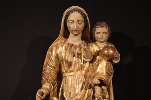  - 18th C Virgin and Child in gilt and polychrome wood. From Southern France.