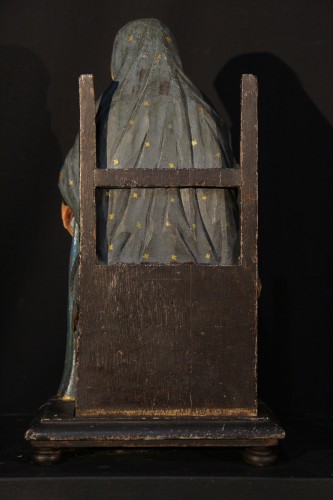 17thC Group in polychrome oak wood:Education of the Virgin. Southern France - 