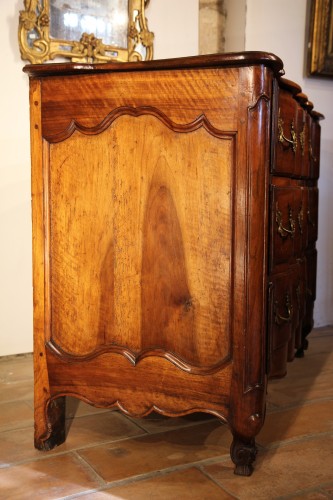 18th century - Commode in double “arbalète” (crossbow) in Walnut wood, Provence-Rhône valley