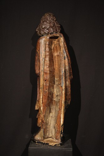 15thC Saint John of Calvary. Statue in walnut.Traces of polychromy. Germany - 