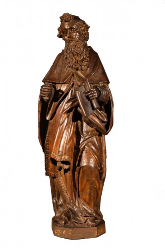Saint Paul. 17th C Statuette in finely carved walnut wood.