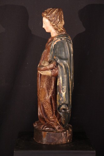 18th century - Saint Lucy of Syracuse. 18th C polychrome wooden statue. From Spain.