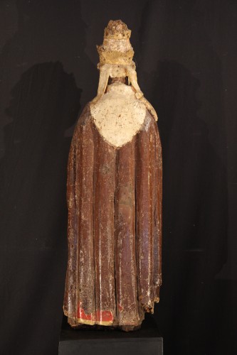 St Gregory the Great. 16th C polychrome wooden statue. German work. - 