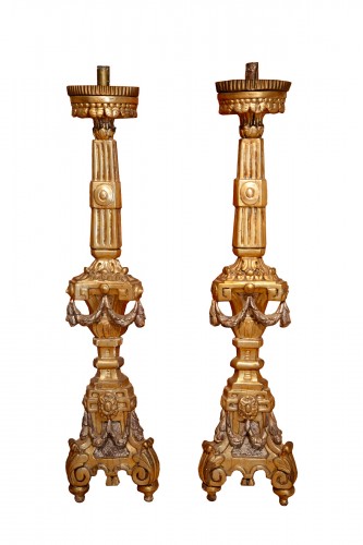 19th C large torch holders Italian Baroque