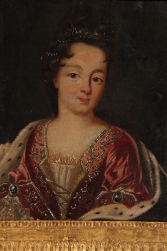 Portrait d’une élégante en buste, École française du XVIIe siècle - Tableaux et dessins Style 