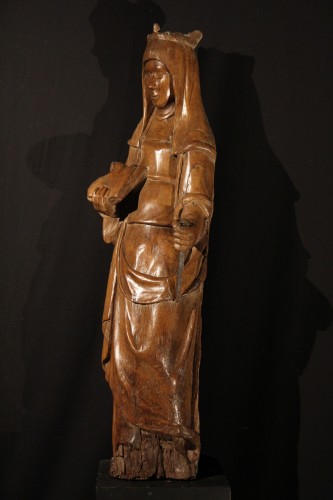 Statue de sainte (probablement Hélène), travail Rhénan circa 1600 - Sculpture Style 
