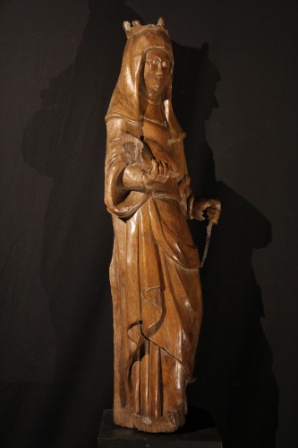 Sculpture Sculpture en Bois - Statue de sainte (probablement Hélène), travail Rhénan circa 1600