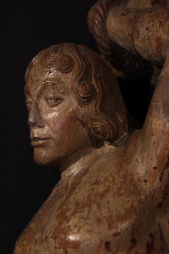 Saint Sébastien statue en bois sculpté et polychrome Espagne XVIe siècle - 