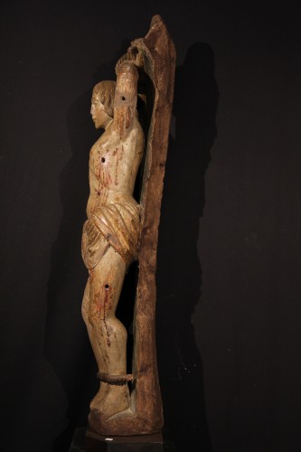  - Saint Sébastien statue en bois sculpté et polychrome Espagne XVIe siècle
