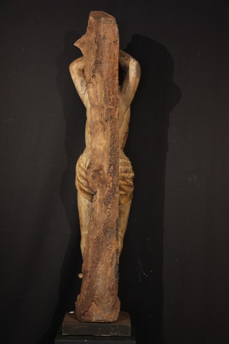 Antiquités - Saint Sébastien statue en bois sculpté et polychrome Espagne XVIe siècle