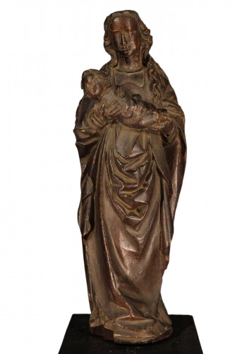 Virgin and Child in carved and lacquered limewood, France circa 1500