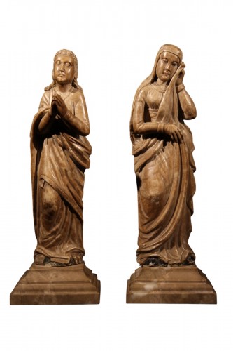 Andean alabaster Virgin and St John, lements of a Calvary