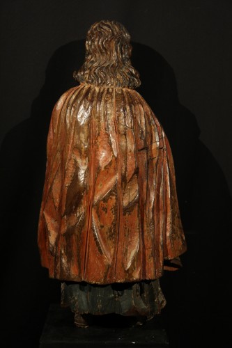 17th century - Saint Paul. Statue in walnut wood with traces of polychromy. From Spain.