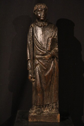 Saint diacre en chêne sculpté époque fin du XVe - Sculpture Style 