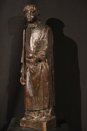 Sculpture Sculpture en Bois - Saint diacre en chêne sculpté époque fin du XVe