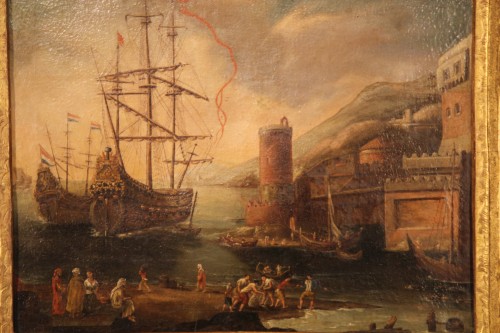 Imaginary port - 18th C Dutch school - Paintings & Drawings Style 
