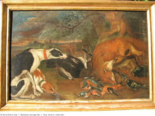 Ecole flamande du XVIIe, Paire d'huiles sur toile à décor de scènes de chasse - Tableaux et dessins Style 