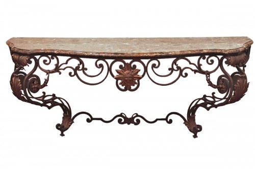 Large 18th C wrought iron console table from Provence