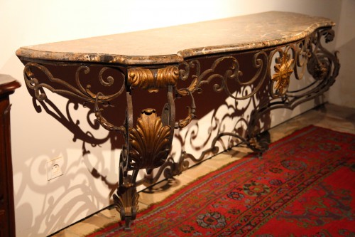  - Large 18th C wrought iron console table from Provence