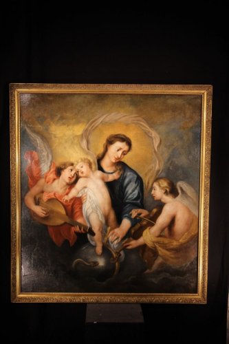  - Virgin and Child with musician angels - 17th C French school.