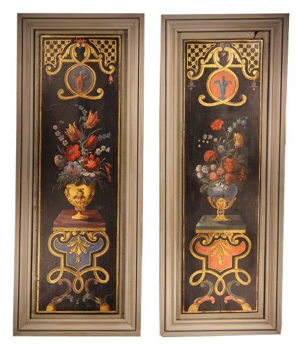 Panelling paintings formming a pair. 18th C French school