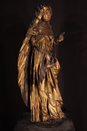 Statue representing a Saint nun. Piedmontese work circa 1600. - Sculpture Style 