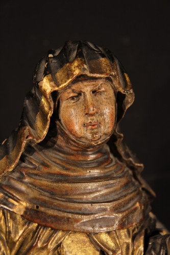 <= 16th century - Statue representing a Saint nun. Piedmontese work circa 1600.